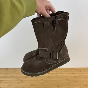 BC Footwear Brown Suede Buckle Moto Boots Slouchy Women's Size 7.5